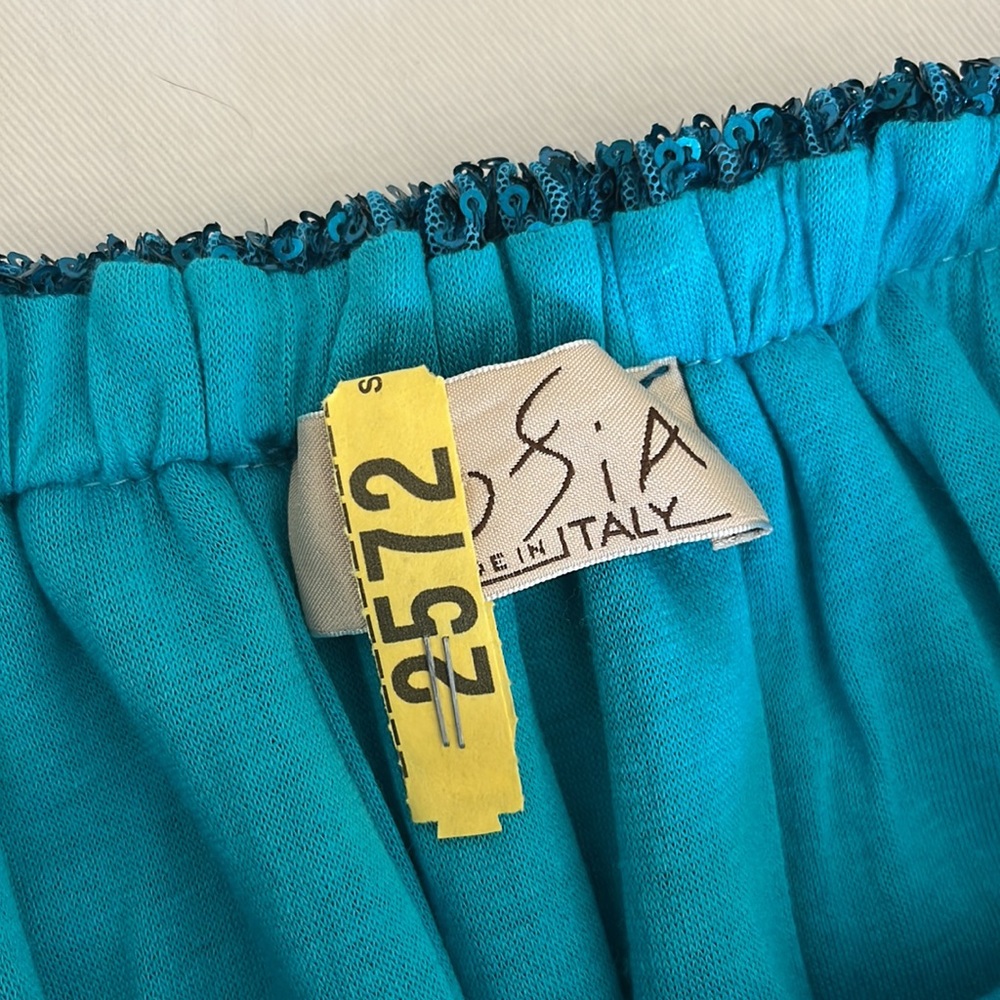 Sofia Turquoise Sequin Mini Blouson Strapless Dre… - image 5